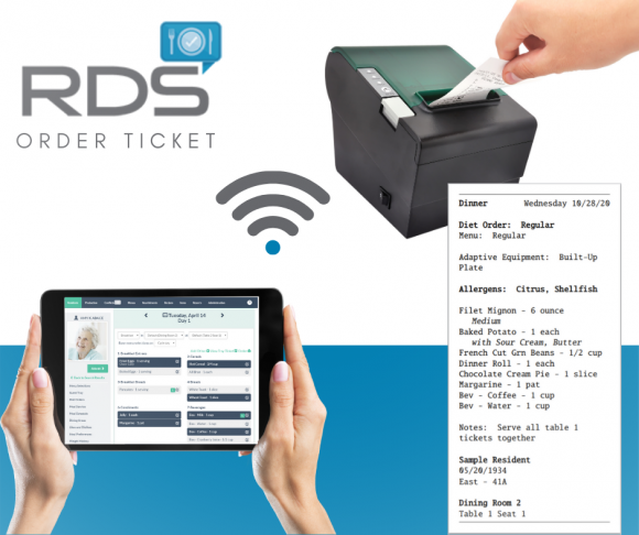 Senior Living Long Term Care Foodservice Software Tray Card RDS